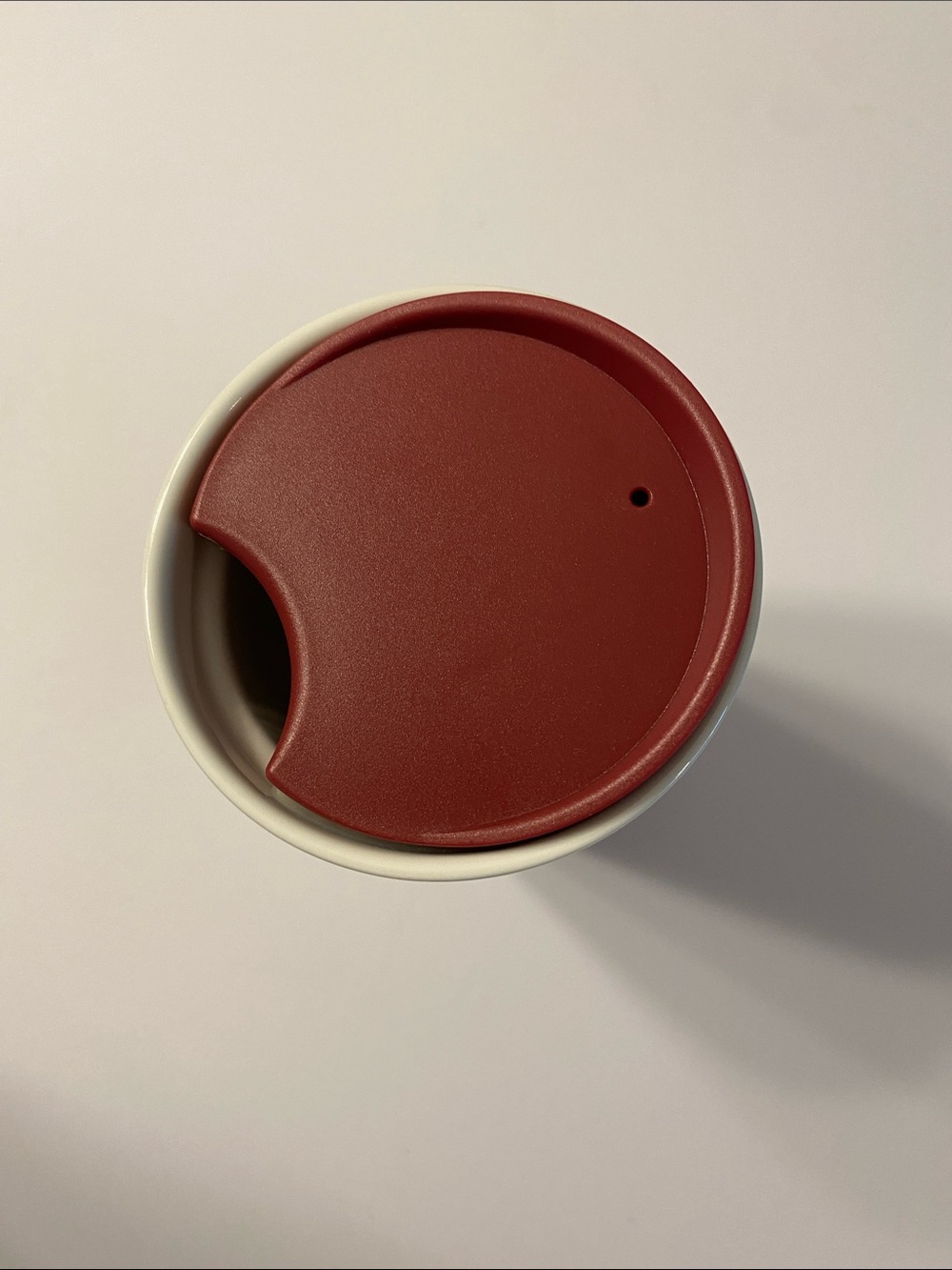 Starbucks Cream Ceramic Tumbler with Red and Brown Retro Swirl - Picture 3 of 5